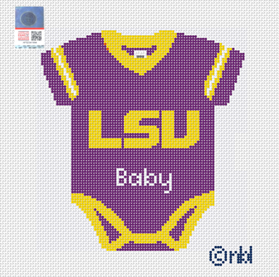LSU Baby Onesie Needlepoint Canvas