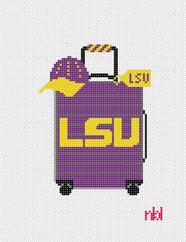 LSU Travel Suitcase Needlepoint Canvas