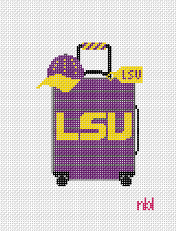 LSU Travel Suitcase Needlepoint Canvas