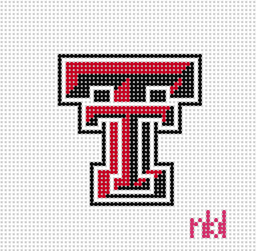 Texas Tech Mini Square - Needlepoint by Laura