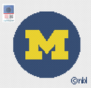 Michigan 4 inch round needlepoint canvas blue-1
