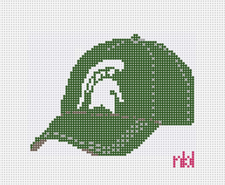 Michigan State Baseball Cap - Needlepoint by Laura