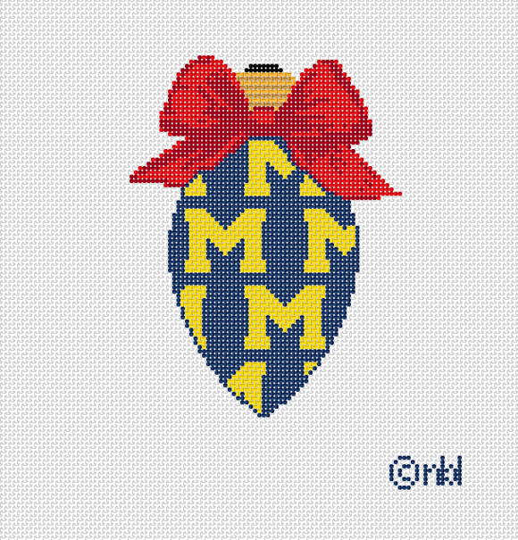 Michigan On Repeat Bow Light Bulb 18 Mesh Needlepoint Canvas, 3x4.75
