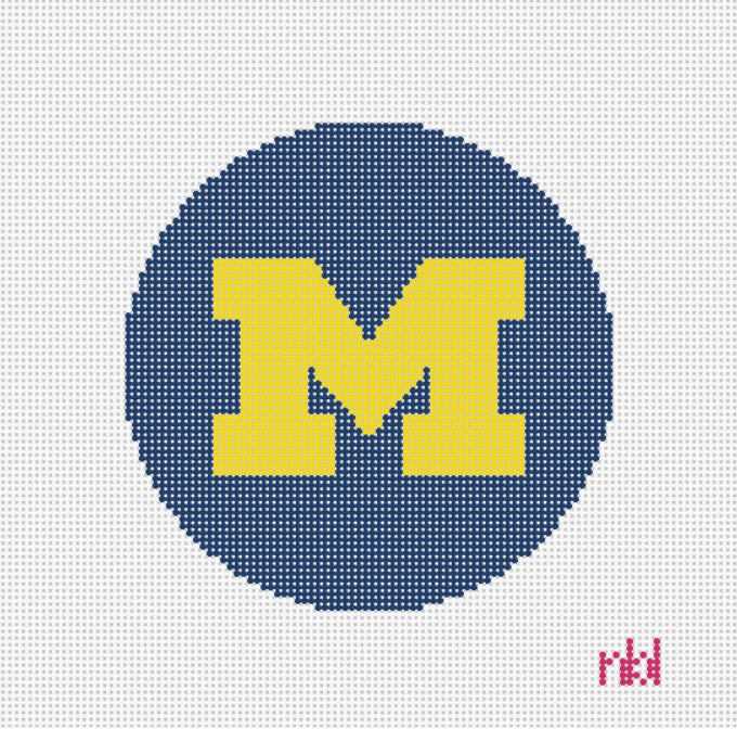 Michigan 4 inch round needlepoint canvas - Needlepoint by Laura