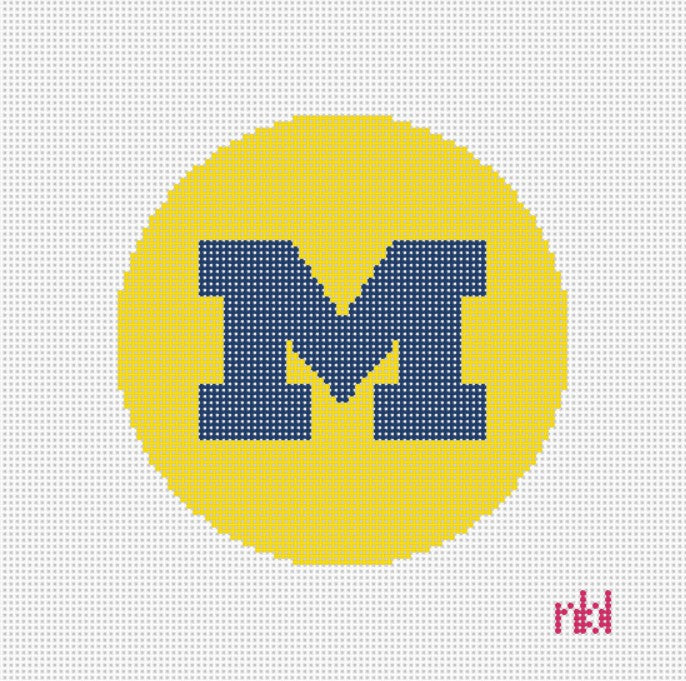 Michigan 4 inch round needlepoint canvas - Needlepoint by Laura