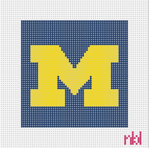 Michigan 4 inch square - Needlepoint by Laura