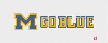 Michigan Go Blue Lumbar Pillow - Needlepoint by Laura