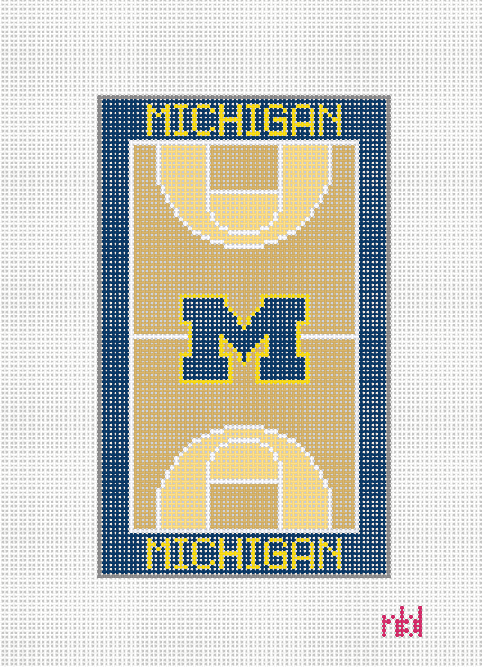 Michigan Basketball Court Mini Flag Kit - Needlepoint by Laura