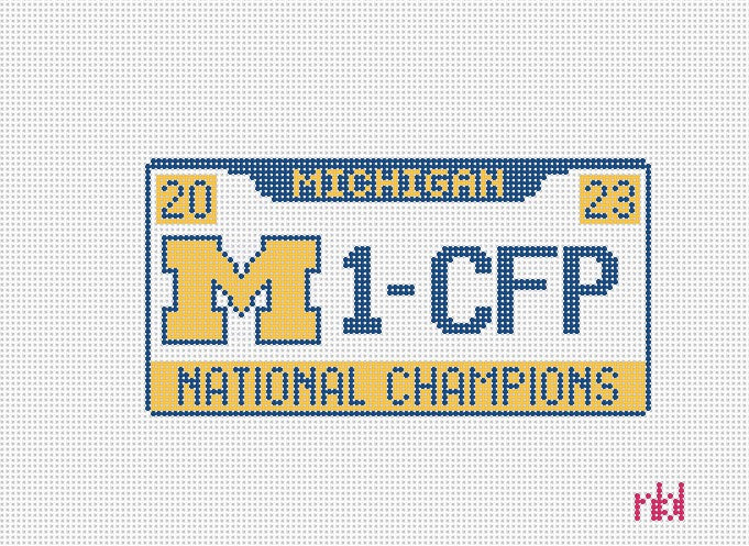 Michigan Champions License Plate - Needlepoint by Laura