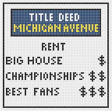 Monopoly Deed- Michigan - Needlepoint by Laura