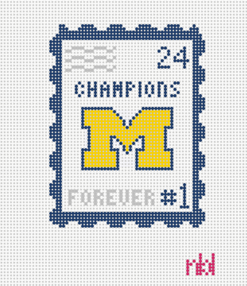 Michigan Champions Stamp - Needlepoint by Laura