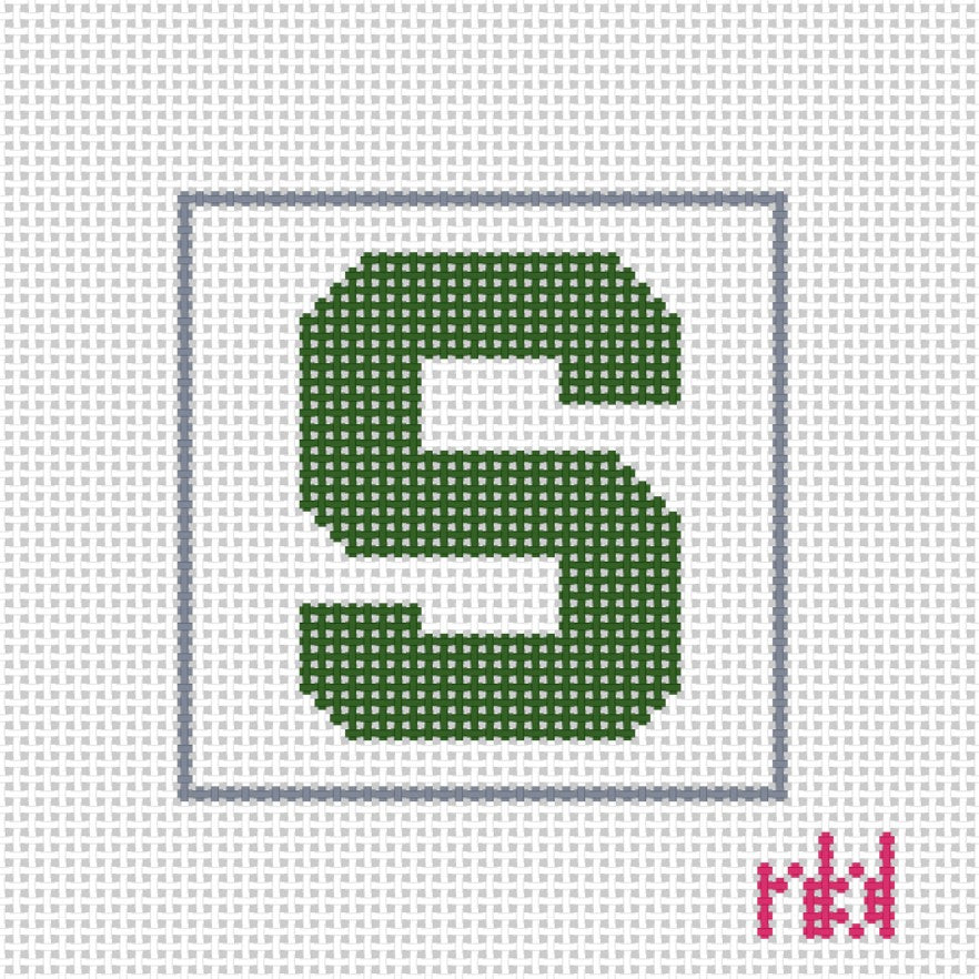 Michigan State Mini Square - Needlepoint by Laura