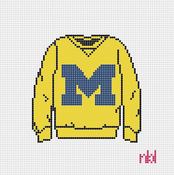 Michigan Sweatshirt Needlepoint Canvas - Needlepoint by Laura