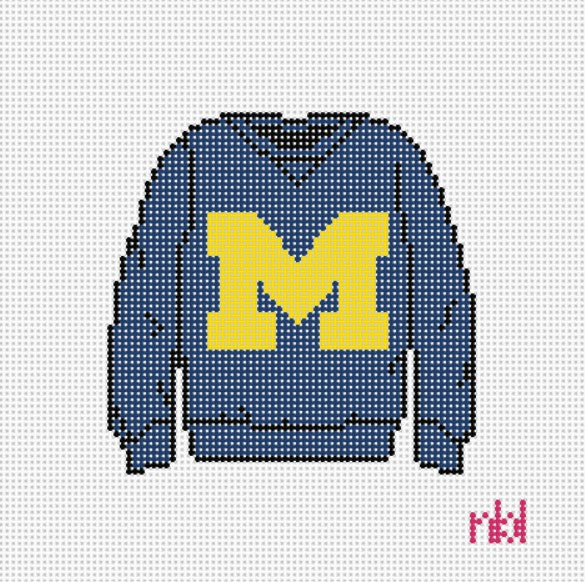 Michigan Sweatshirt Needlepoint Canvas - Needlepoint by Laura