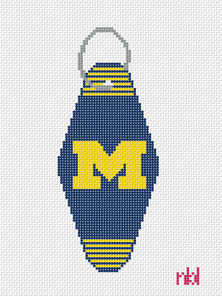 Michigan Vintage Hotel Key Canvas - Needlepoint by Laura
