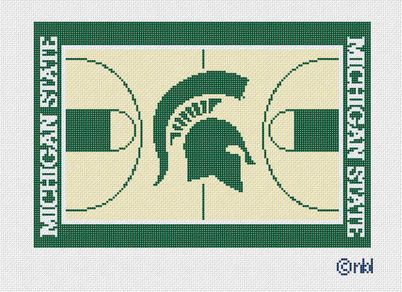 Michigan State Basketball Court Lumbar Pillow Needlepoint Canvas