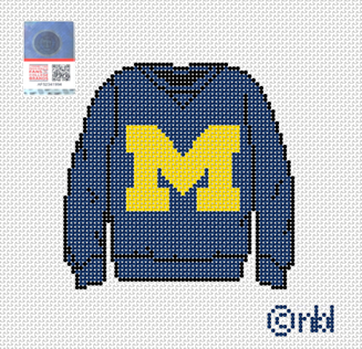 Michigan Sweatshirt Needlepoint Canvas Blue