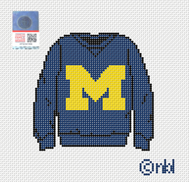 Michigan Sweatshirt Needlepoint Canvas Blue