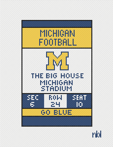 Michigan Football Ticket 4x6 on 18 mesh
