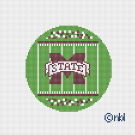 Mississippi State Football Field Round 18 Mesh Needlepoint Canvas, 4" Diameter