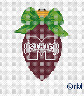 Mississippi State Bulldogs Christmas Bow Light Bulb 18 Mesh Needlepoint Canvas, 3x5