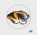 Missouri Tigers Logo Round Needlepoint Canvas 4" 18 Mesh-1