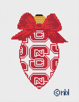 NC State On Repeat Bow Light Bulb 18 Mesh Needlepoint Canvas, 3x4.75