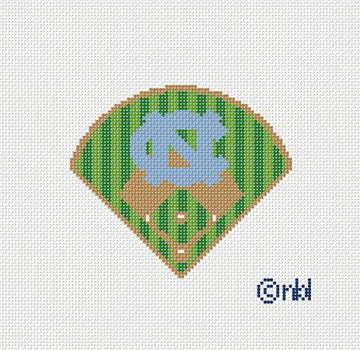 North Carolina Baseball Diamond Needlepoint Canvas 18 Mesh 4"