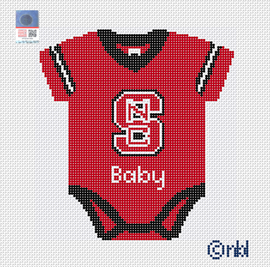North Carolina State Baby Onesie Needlepoint Canvas