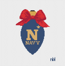 Navy Christmas Bow Light Bulb 18 Mesh Needlepoint Canvas, 3x5-1