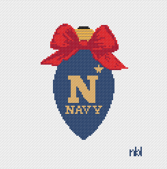 Navy Christmas Bow Light Bulb 18 Mesh Needlepoint Canvas, 3x5