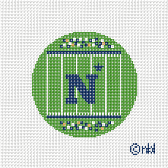 NAVY Football Field Round 18 Mesh Needlepoint Canvas, 4" Diameter