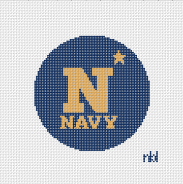 US Naval Academy Logo Round Needlepoint Canvas, 4-inch, 18 Mesh
