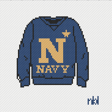 Navy Sweatshirt Needlepoint Canvas, Approx. 3 x 3 in., 18 Mesh