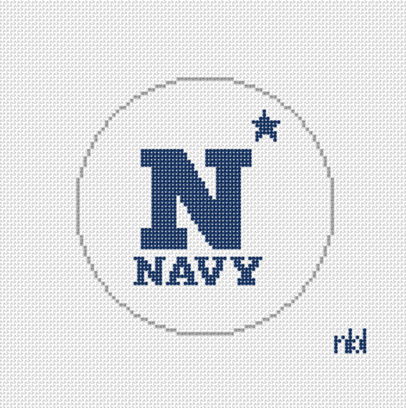 US Naval Academy Logo Round Needlepoint Canvas, 4-inch, 18 Mesh