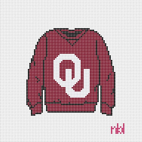 Oklahoma Sweatshirt Needlepoint Canvas - Needlepoint by Laura