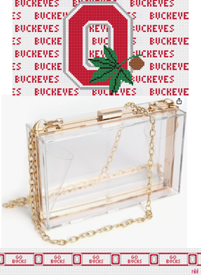 Ohio State Purse Insert And Strap - Needlepoint by Laura