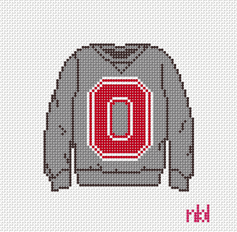 Ohio State Sweatshirt Needlepoint Canvas - Needlepoint by Laura