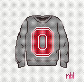Ohio State Sweatshirt Needlepoint Canvas - Needlepoint by Laura