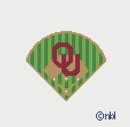Oklahoma Sooners Baseball Diamond Needlepoint Canvas 18 Mesh 4"-1