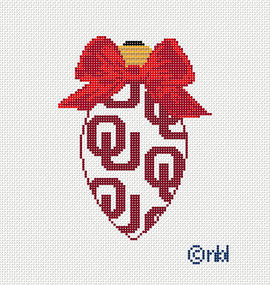 Oklahoma On Repeat Bow Light Bulb 18 Mesh Needlepoint Canvas, 3x4.75