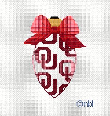 Oklahoma On Repeat Bow Light Bulb 18 Mesh Needlepoint Canvas, 3x4.75