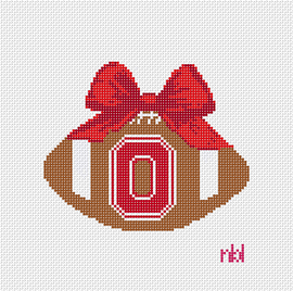 Ohio State Christmas Football Bow Ornament