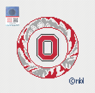 Ohio State Buckeyes Round Needlepoint Canvas, 4 in., 18 Mesh