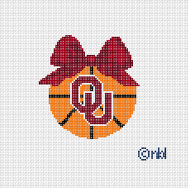 Oklahoma Christmas Basketball Bow Ornament on 13 mesh