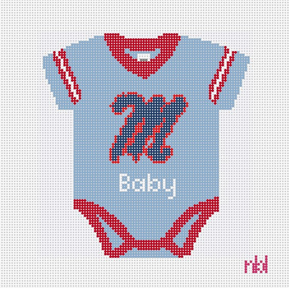 Ole Miss Baby Onesie - Needlepoint by Laura