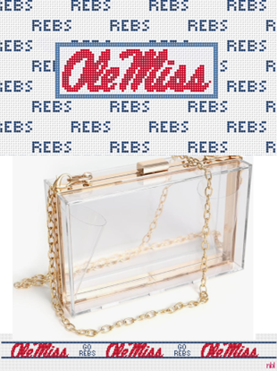 Ole Miss Purse Insert And Strap - Needlepoint by Laura