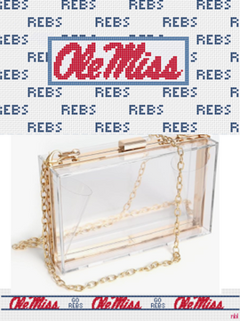 Ole Miss Purse Insert And Strap - Needlepoint by Laura