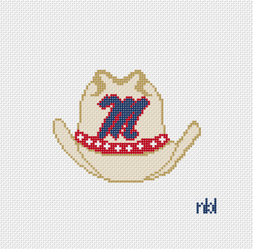 Ole Miss Cowboy Hat Needlepoint Canvas