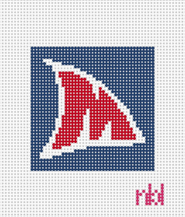 Ole Miss Fin Mini Square - Needlepoint by Laura
